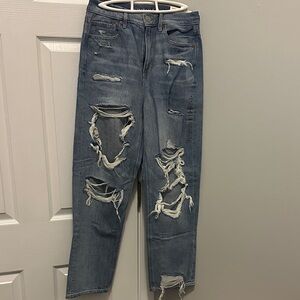 American Eagle Outfitters Light Blue Denim with Brown Patch